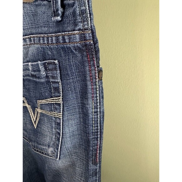 Jet Lag Jeans Men’s Wide Leg 36x34 (36x32) Distressed Made In Italy Zip Up Dark - Picture 15 of 16